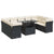 10 Piece Garden Sofa Set with Cushions Black Poly Rattan