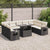 10 Piece Garden Sofa Set with Cushions Black Poly Rattan