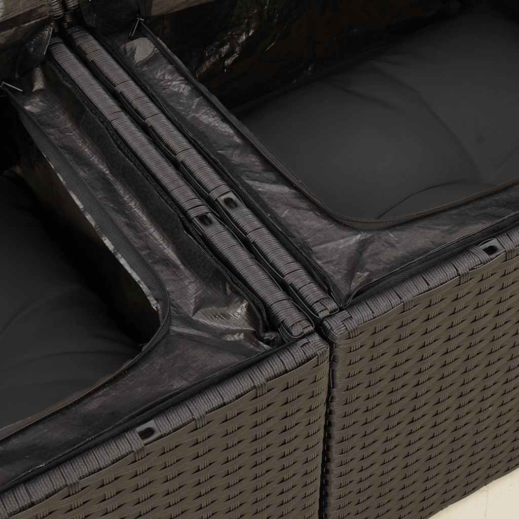 11 Piece Garden Sofa Set with Cushions Black Poly Rattan