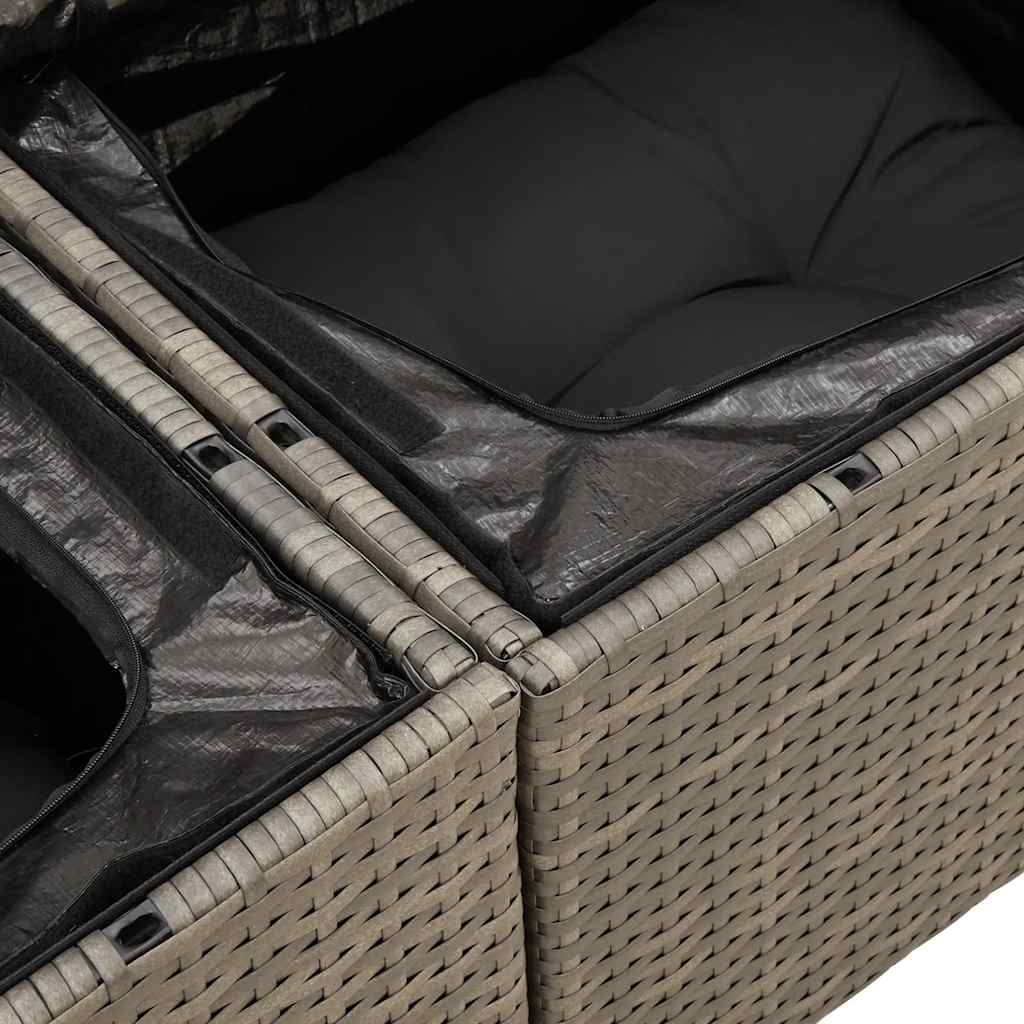 9 Piece Garden Sofa Set with Cushions Grey Poly Rattan