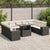 10 Piece Garden Sofa Set with Cushions Black Poly Rattan