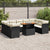 10 Piece Garden Sofa Set with Cushions Black Poly Rattan