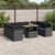 10 Piece Garden Sofa Set with Cushions Black Poly Rattan