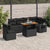 7 Piece Garden Sofa Set with Cushions Black Poly Rattan