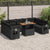 10 Piece Garden Sofa Set with Cushions Black Poly Rattan