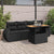 5 Piece Garden Sofa Set with Cushions Black Poly Rattan