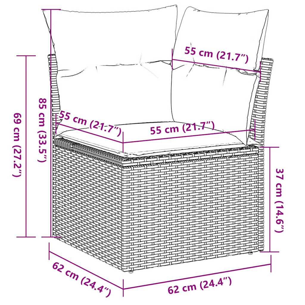 8 Piece Garden Sofa Set with Cushions Black Poly Rattan