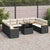 10 Piece Garden Sofa Set with Cushions Black Poly Rattan Acacia