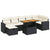 5 Piece Garden Sofa Set with Cushions Black Poly Rattan Acacia