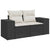 6 Piece Garden Sofa Set with Cushions Black Poly Rattan Acacia