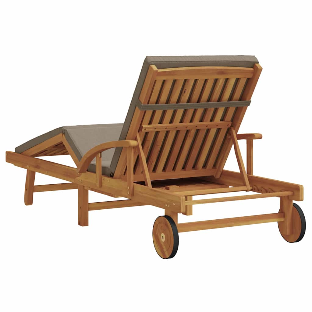 Sun Lounger Taupe 200 x 67 x 84 cm Solid Acacia Wood