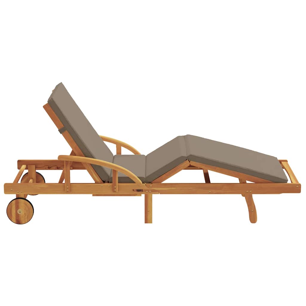 Sun Lounger Taupe 200 x 67 x 84 cm Solid Acacia Wood