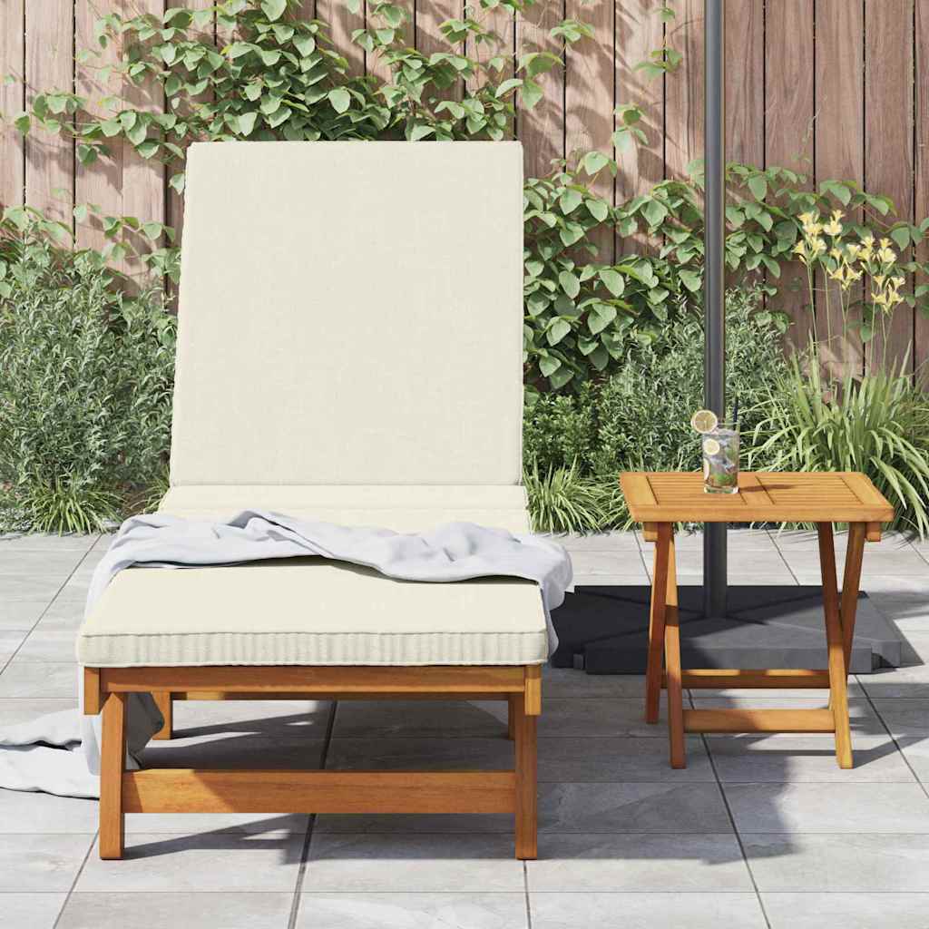 Sun Lounger Brown and Cream 199 x 63 x 85 cm Solid Acacia Wood