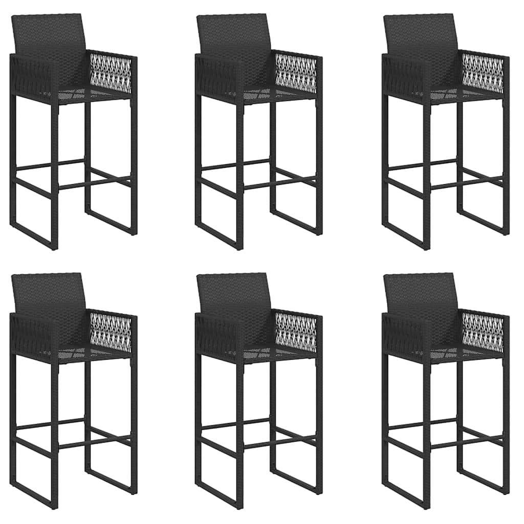 7 Piece Garden Bar Set without Cushions Black