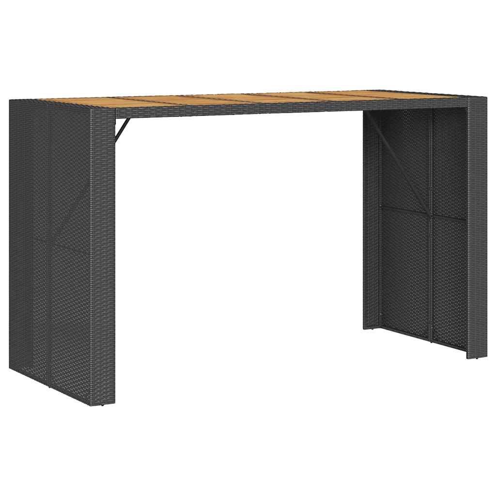 5 Piece Garden Bar Set with Cushions Black Poly Rattan Acacia