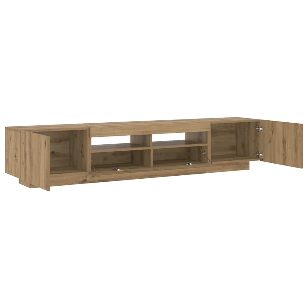 TV Cabinet with LED Lights Artisan Oak 200x35x40 cm Engineered Wood