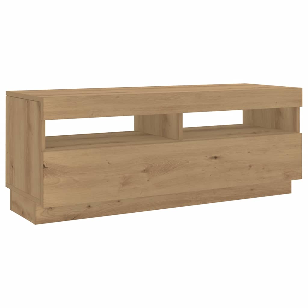 TV Cabinet with LED Lights Artisan Oak 300x35x40 cm Engineered Wood
