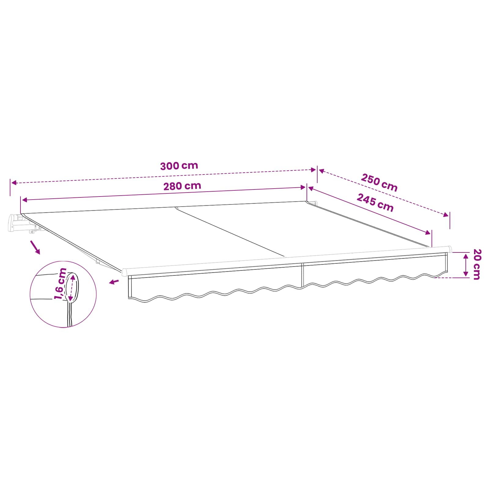 Awning Canopy Replacement for 3x2.5 m Beige Polyester
