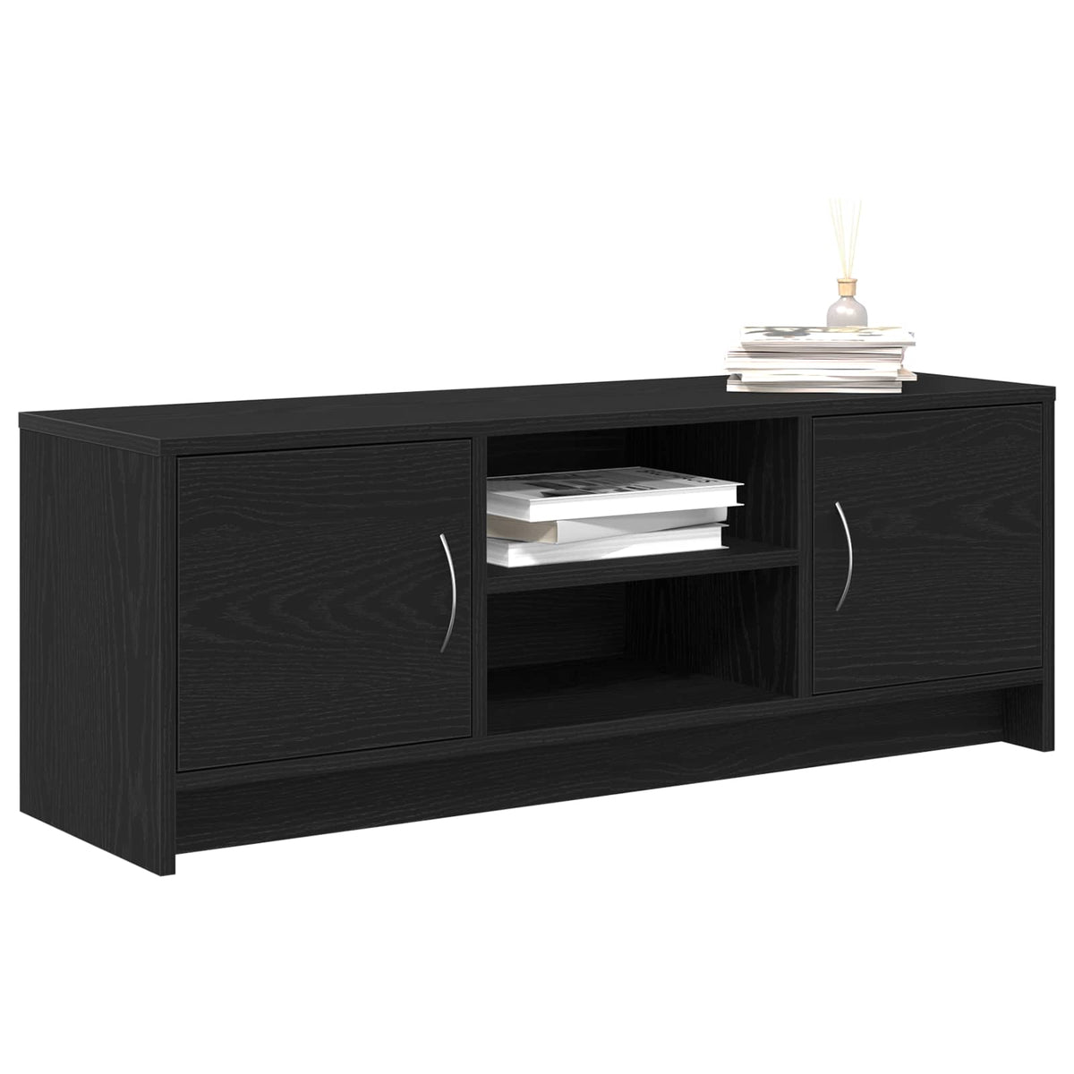 TV Cabinet Black Oak 102x30x37.5 cm Engineered Wood