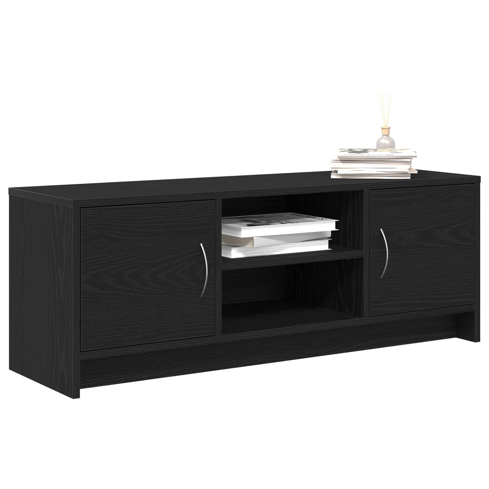 TV Cabinet Black Oak 102x30x37.5 cm Engineered Wood
