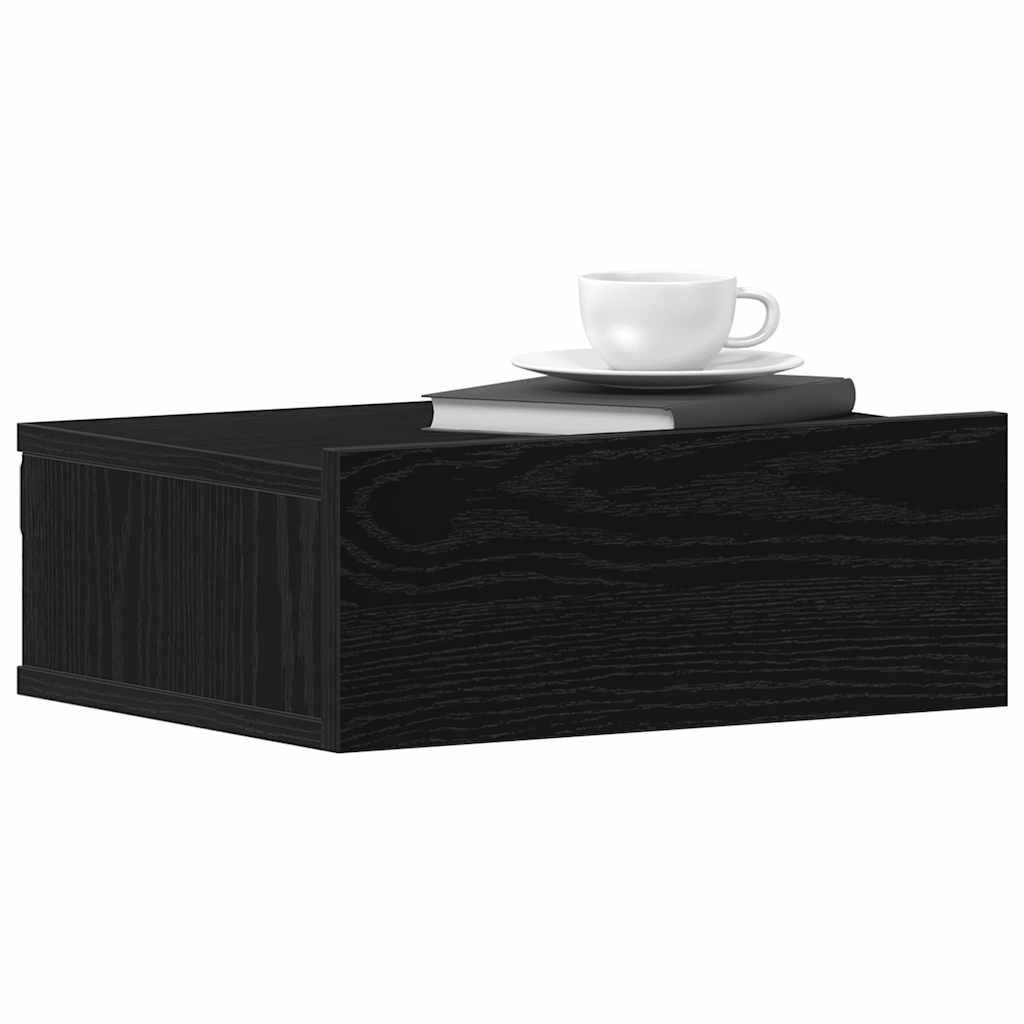 Floating Nightstand Black Oak 40x32x15 cm Engineered Wood