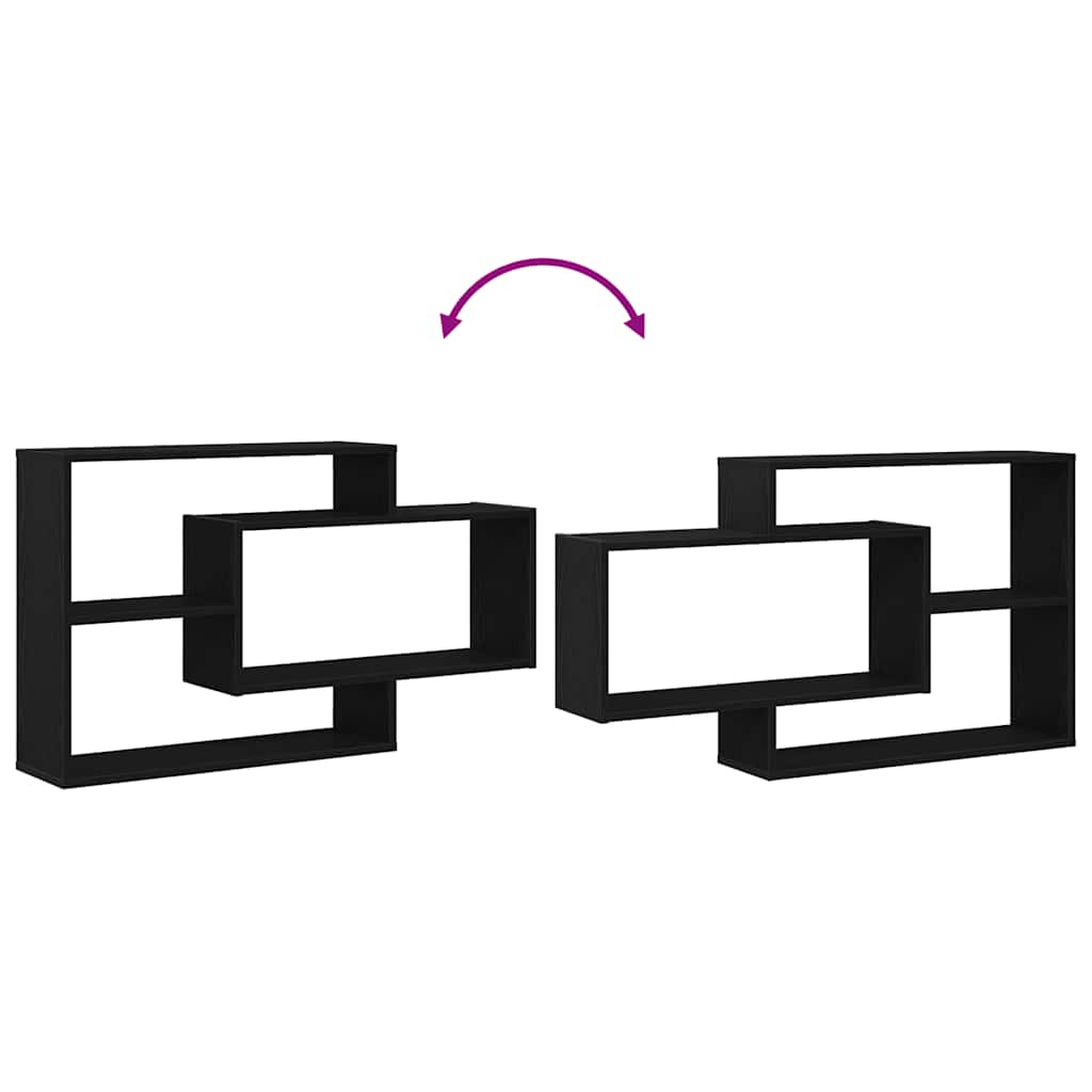 Wall Shelf Black Oak 104x20x58.5 cm Engineered Wood