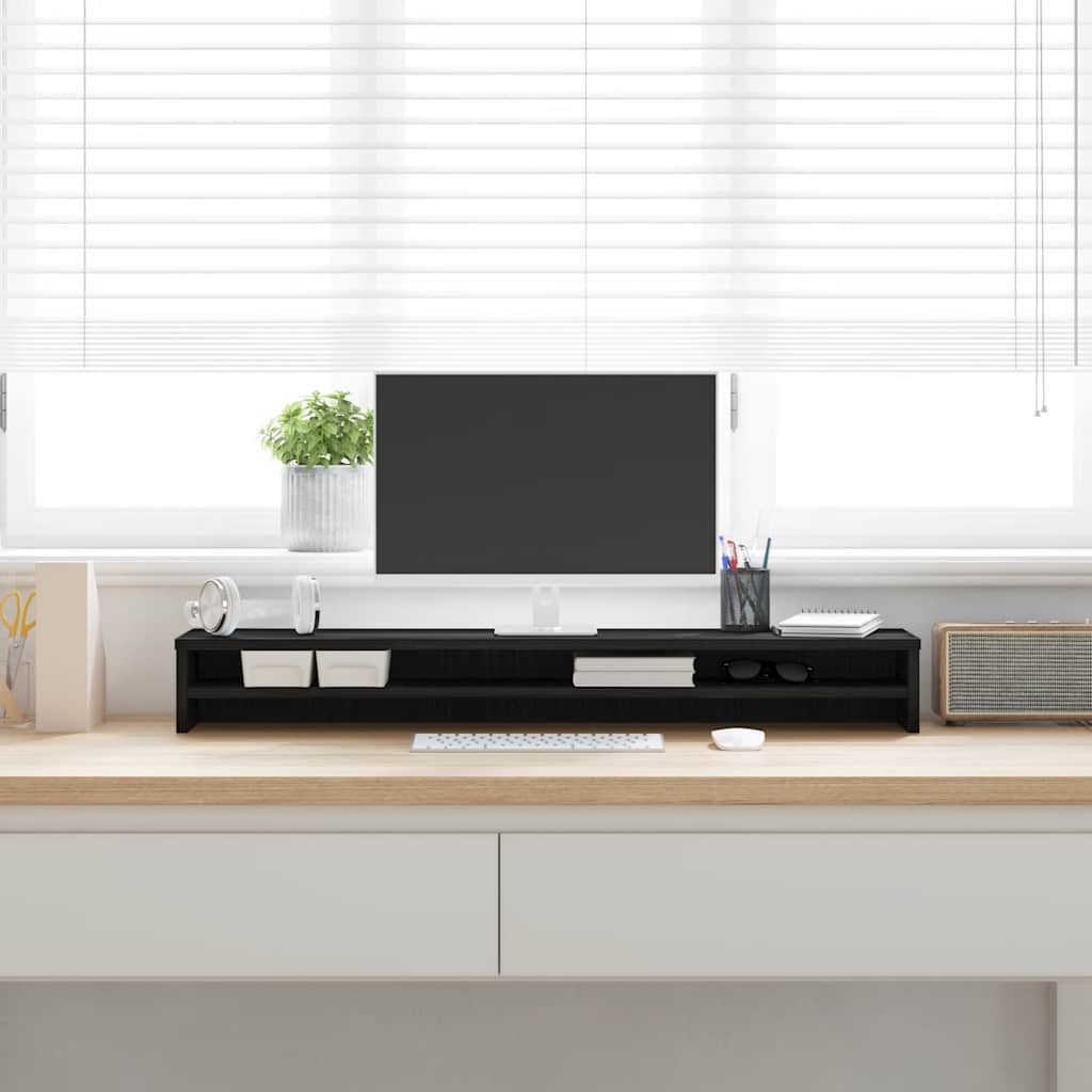 Monitor Stand Black Oak 100x24x13 cm Engineered Wood