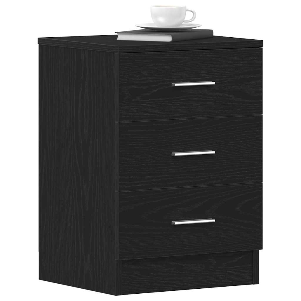 Bedside Cabinets 2 pcs Black Oak 38x35x55 cm Engineered Wood