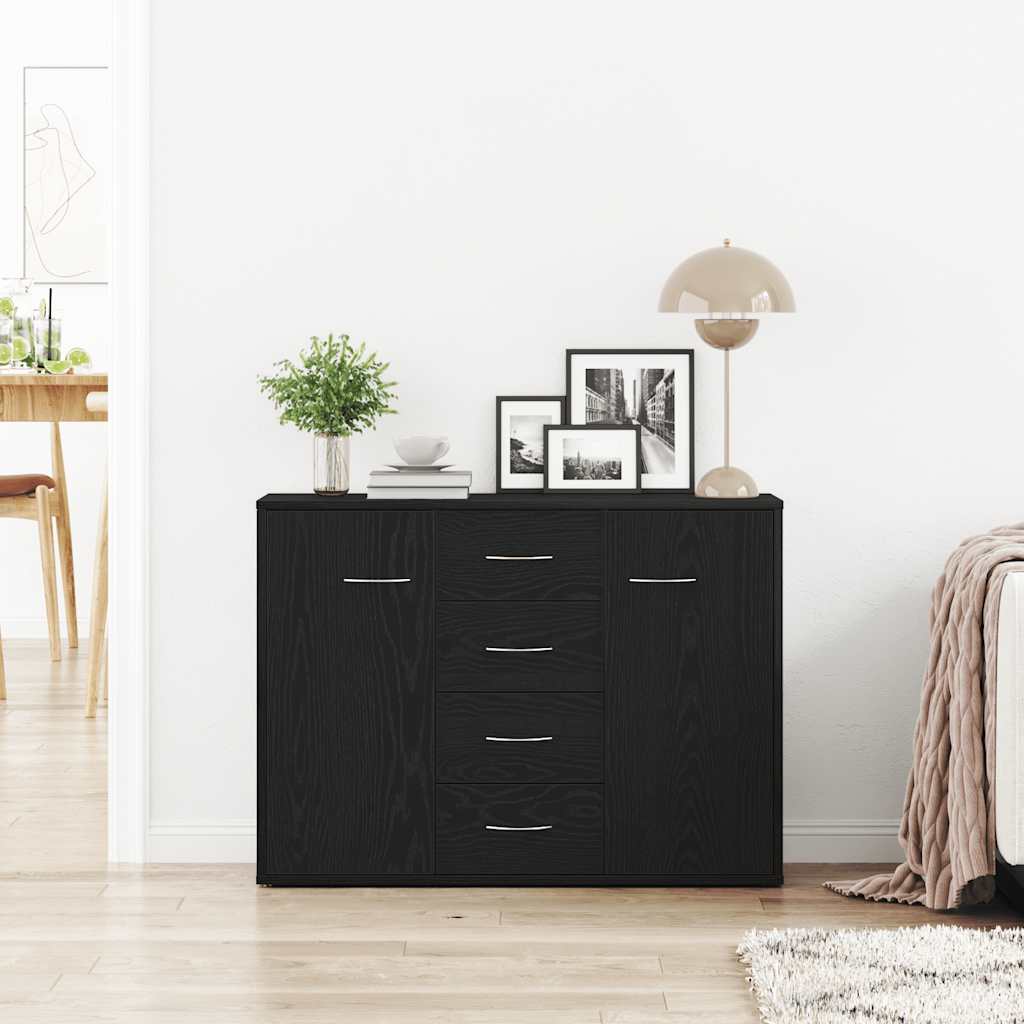 Sideboard Black Oak 88x30x64 cm Engineered Wood