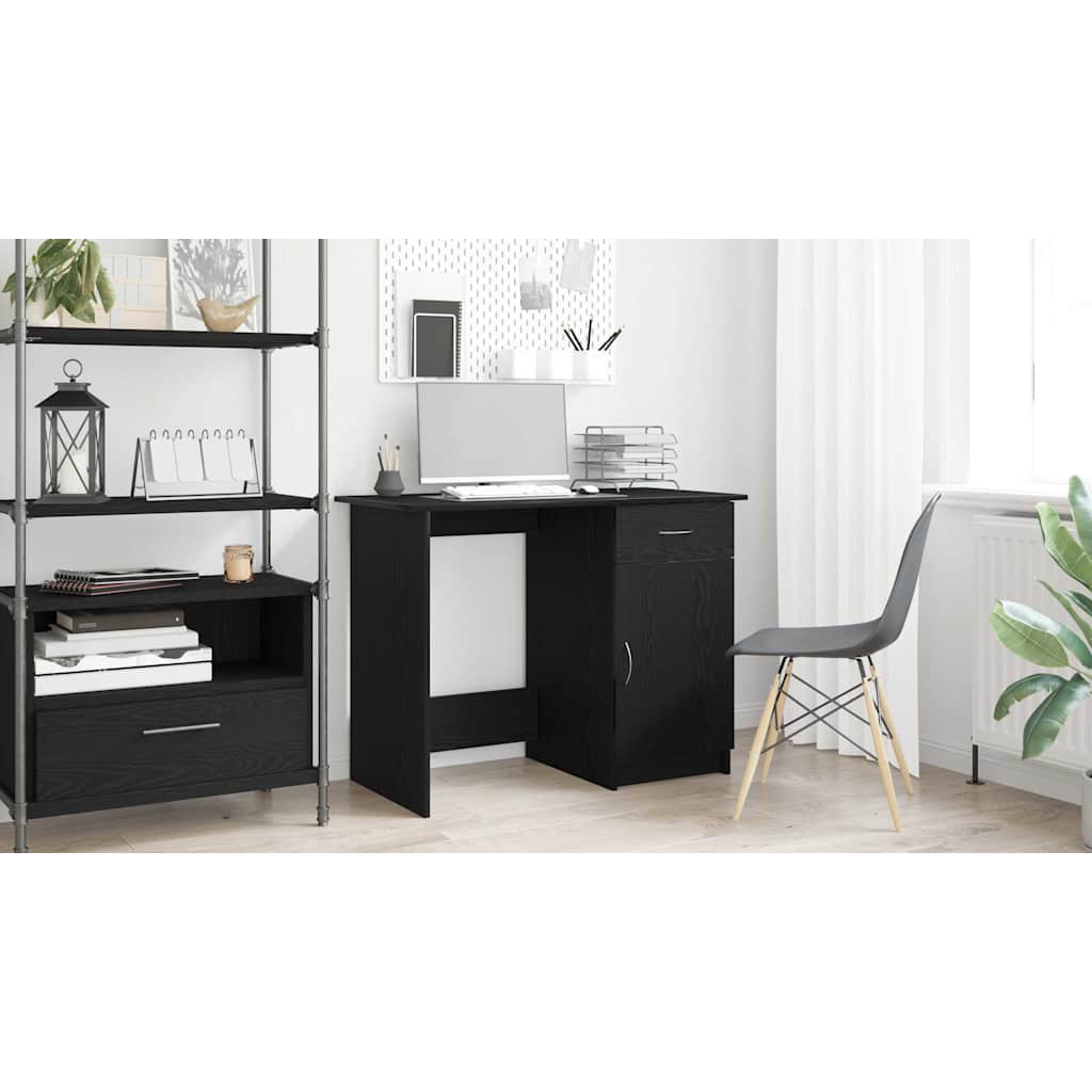 Desk with Drawer Black Oak 100 x 50 x 76 cm Engineered Wood