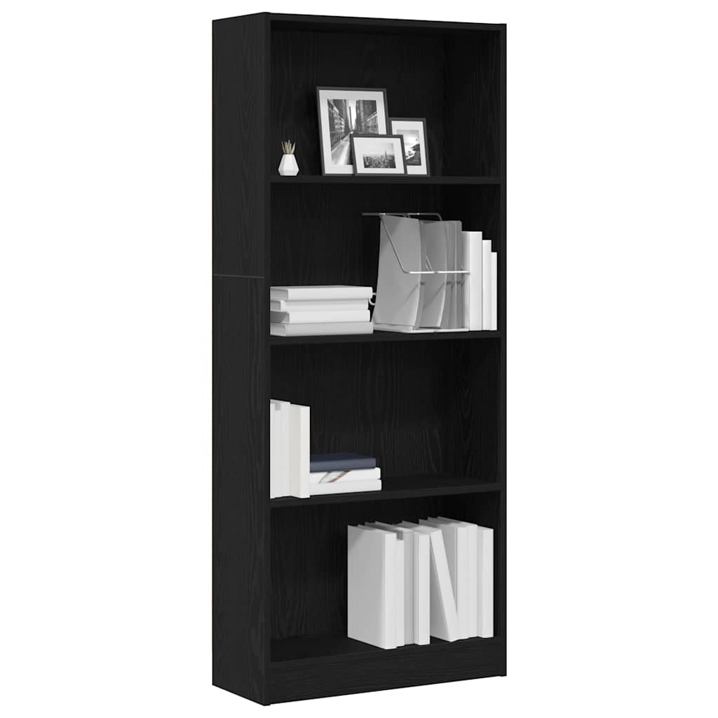 Bookcase Black Oak 60 x 24 x 143 cm Engineered Wood