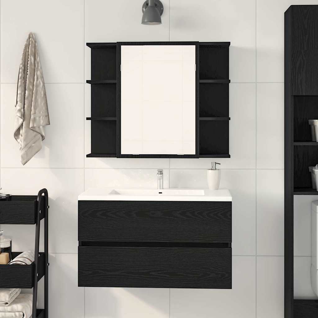 Mirror Cabinet Black oak 80 x 20.5 x 64 cm Engineered Wood