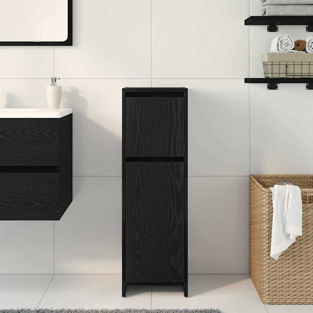 Bathroom Cabinet Black Oak 30 x 30 x 95 cm Engineered Wood
