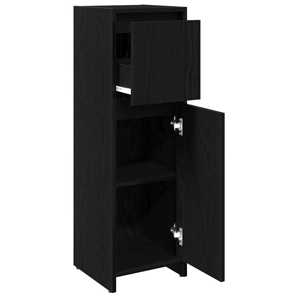 Bathroom Cabinet Black Oak 30 x 30 x 95 cm Engineered Wood