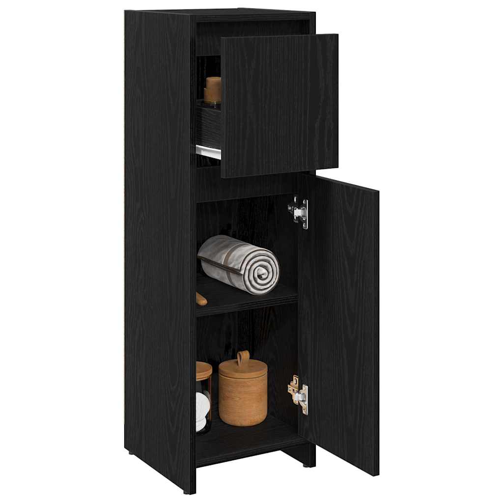 Bathroom Cabinet Black Oak 30 x 30 x 95 cm Engineered Wood