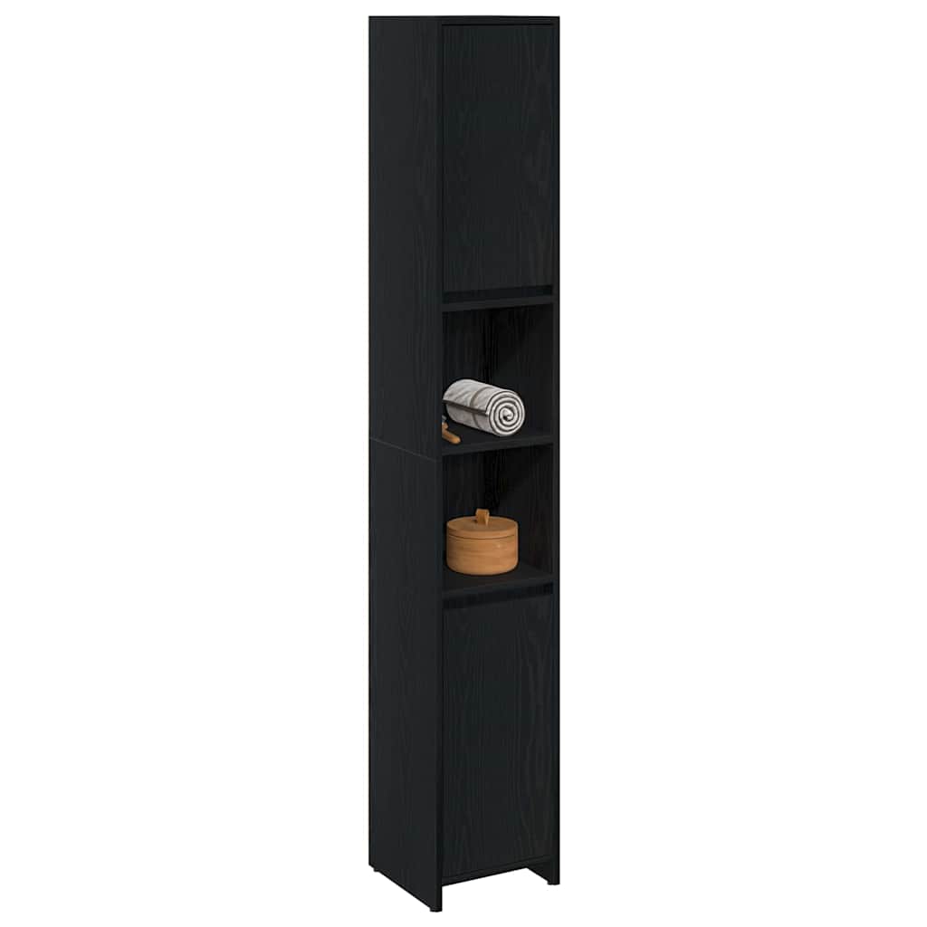 Bathroom Cabinet Black Oak 30 x 30 x 183,5 cm Engineered Wood