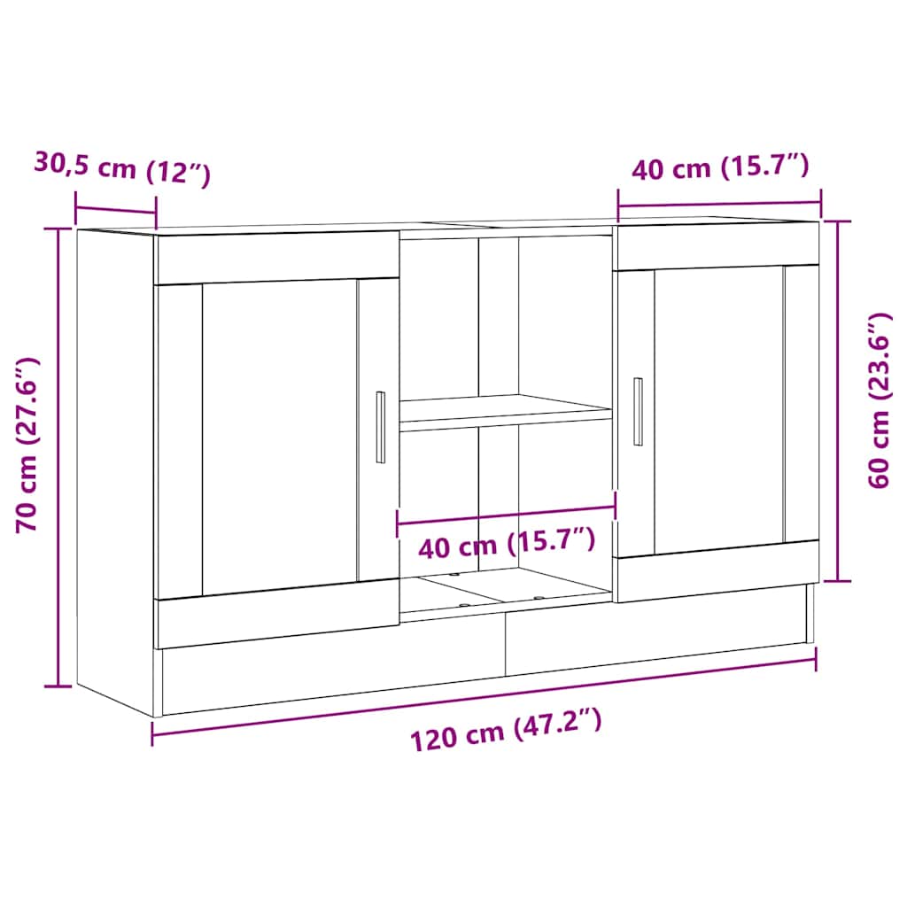 Sideboard Black 120 x 30.5 x 70 cm Engineered wood