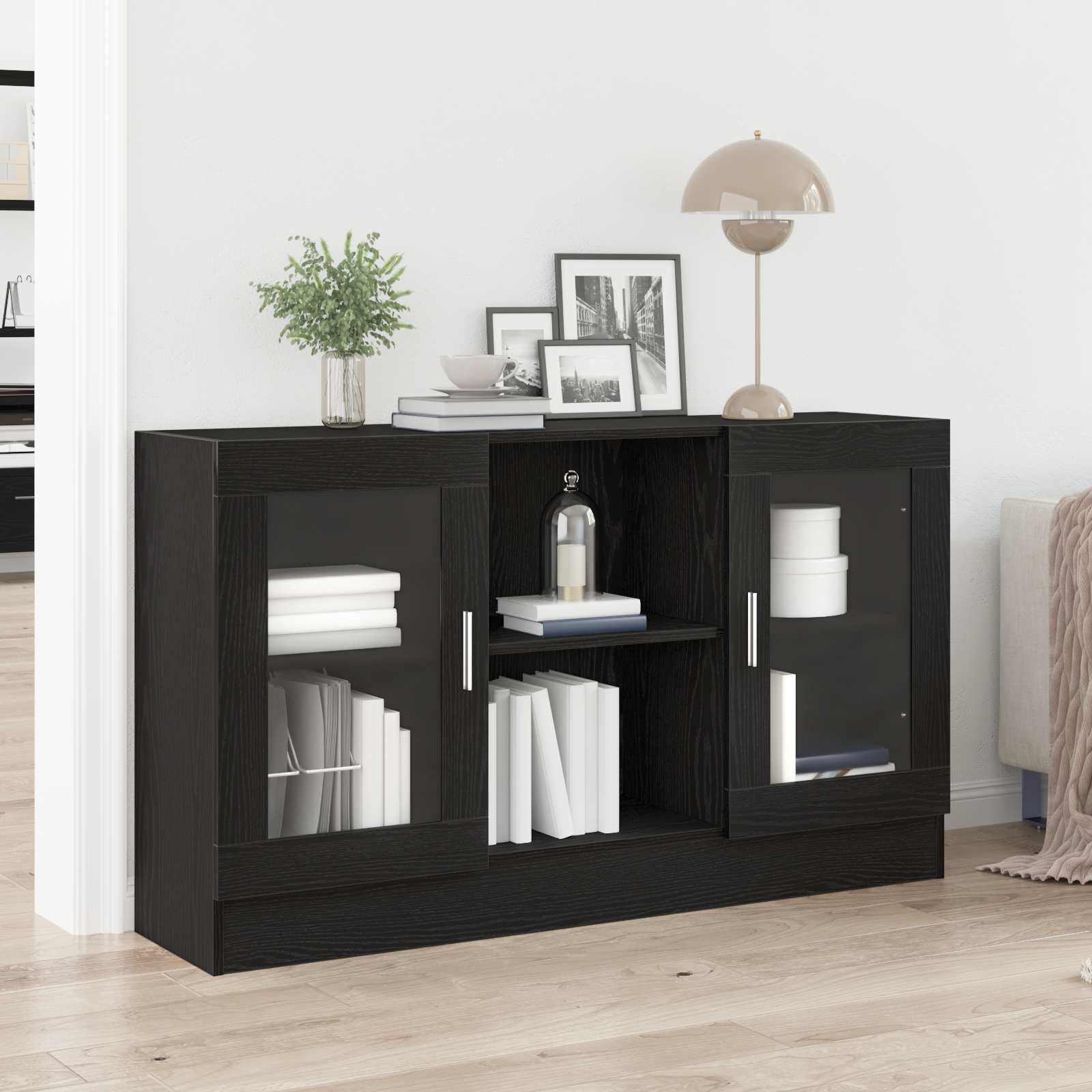 Sideboard Black Oak 120 x 30,5 x 70 cm Engineered Wood