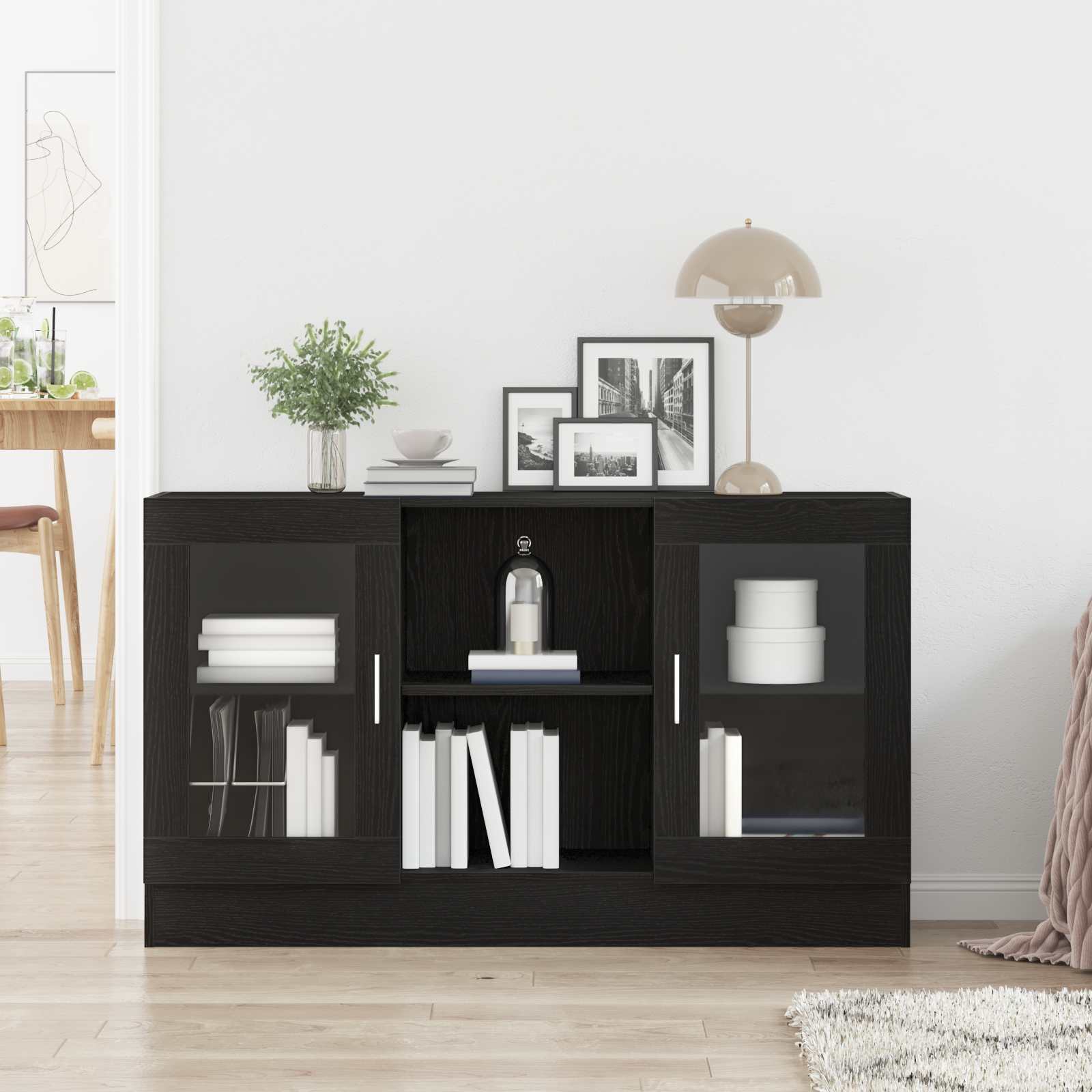 Sideboard Black Oak 120 x 30,5 x 70 cm Engineered Wood