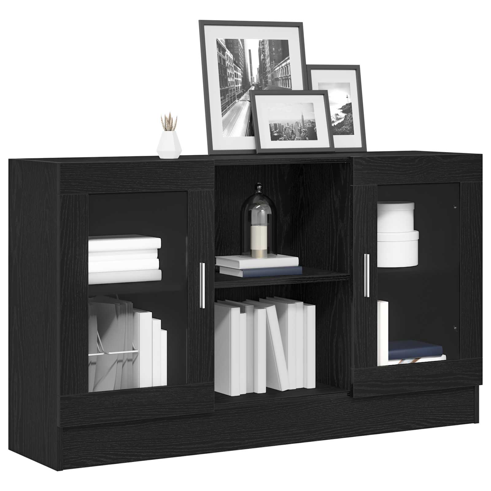 Sideboard Black Oak 120 x 30,5 x 70 cm Engineered Wood
