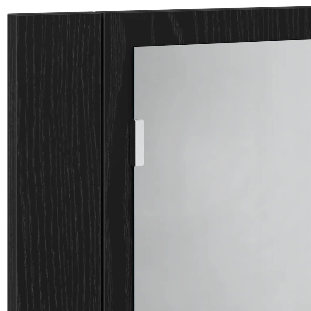 Bathroom Mirror Cabinet with Shelf Black Oak 60 x 12 x 45 cm