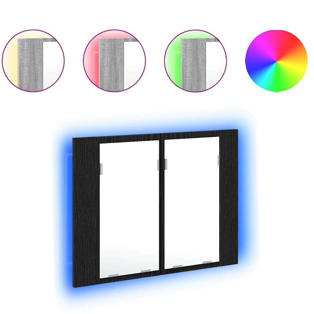 Bathroom Mirror Cabinet with Shelf Black Oak 60 x 12 x 45 cm