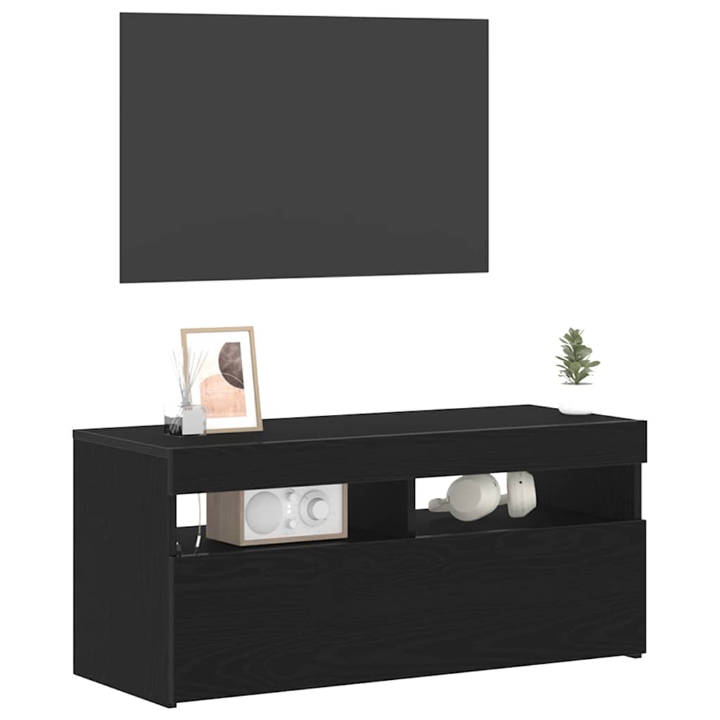 TV Cabinet Black Oak 90 x 35 x 40 cm Engineered Wood