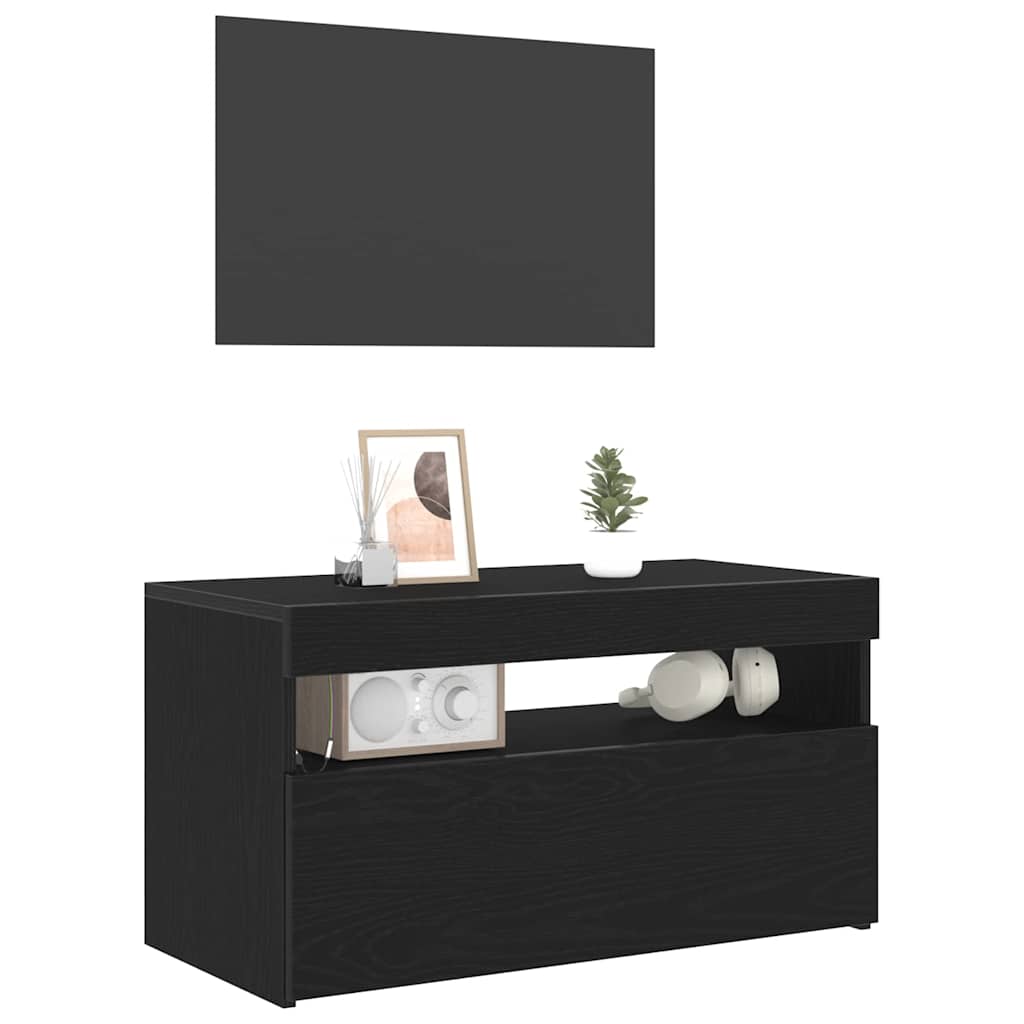 TV Cabinet Black Oak 75 x 35 x 40 cm Engineered Wood