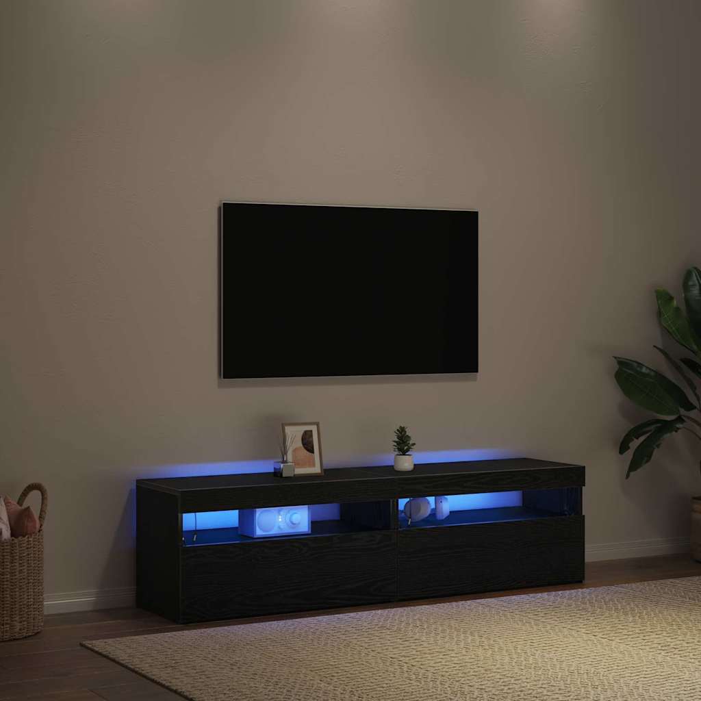 TV Cabinet 2 pcs Black Oak 75 x 35 x 40 cm Engineered Wood