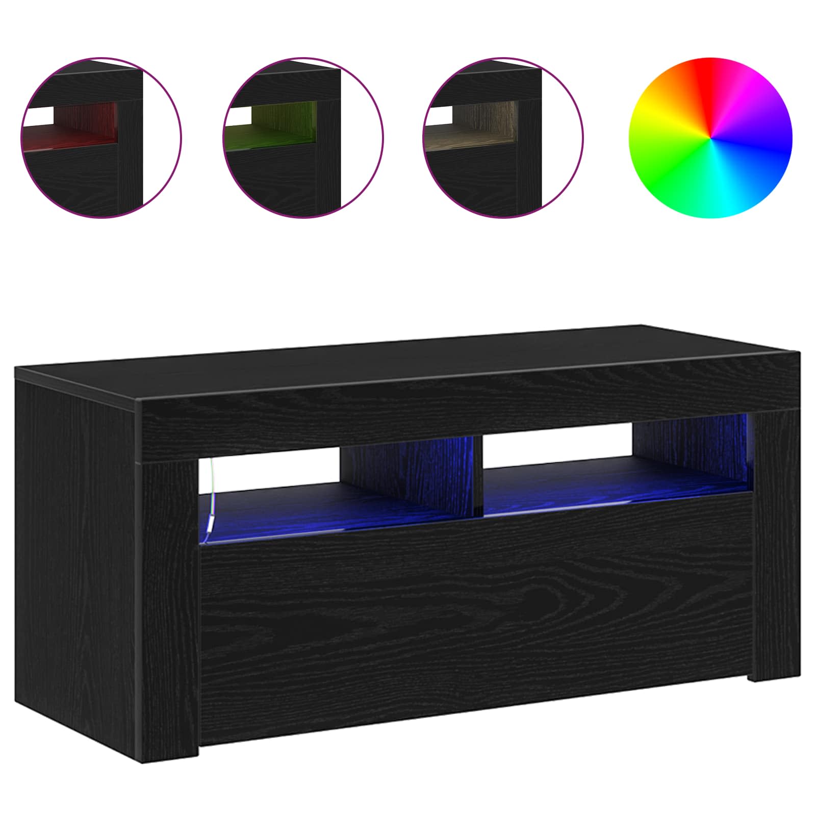 TV Cabinet Black Oak 90 x 35 x 40 cm Engineered Wood