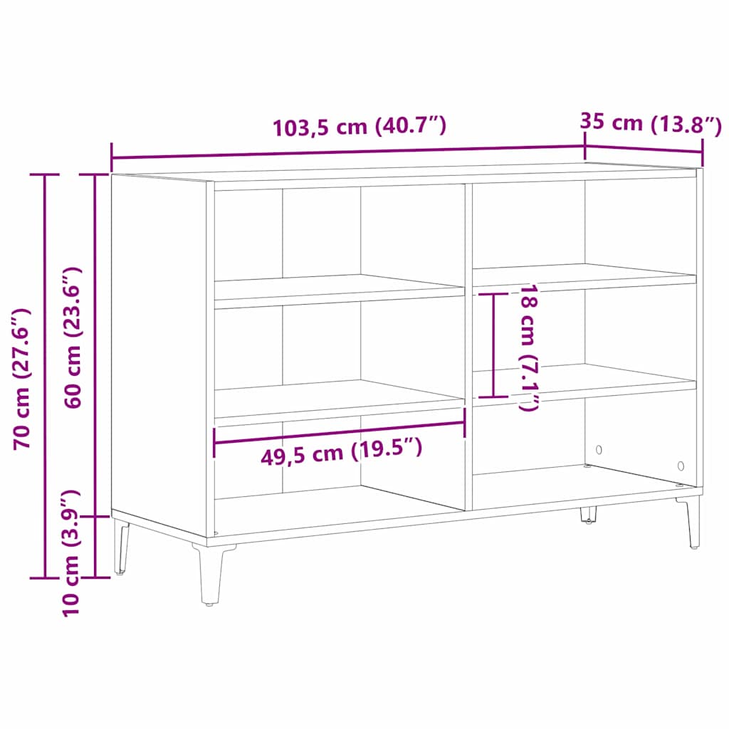 Sideboard Black Oak 103,5 x 35 x 70 cm Engineered Wood