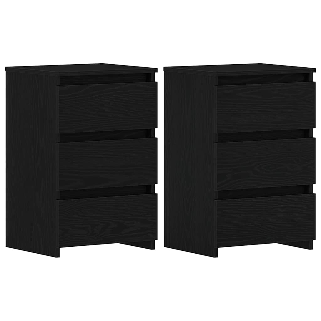 Bedside Cabinet with Drawer 2 pcs Black Oak 40 x 35 x 62,5 cm