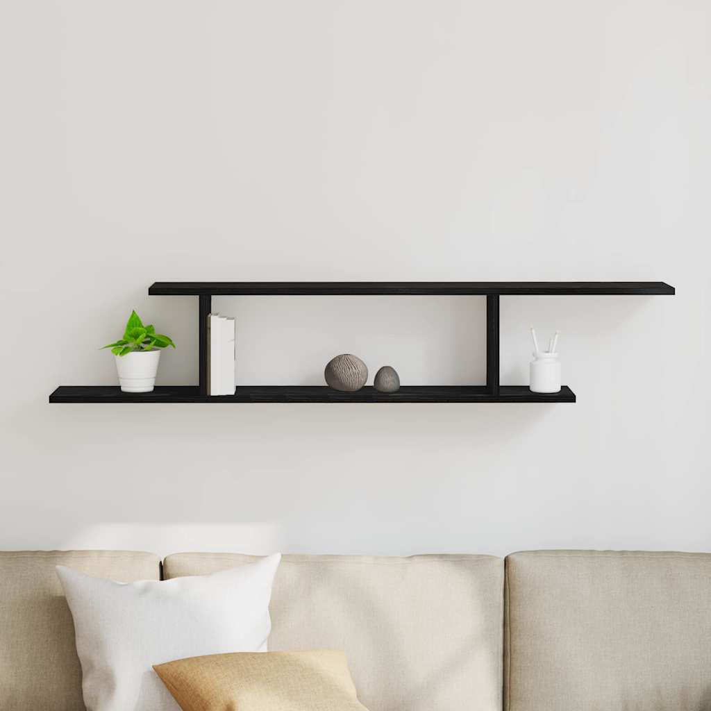 Wall-mounted TV Shelf with Shelf Black Oak 125 x 18 x 23 cm