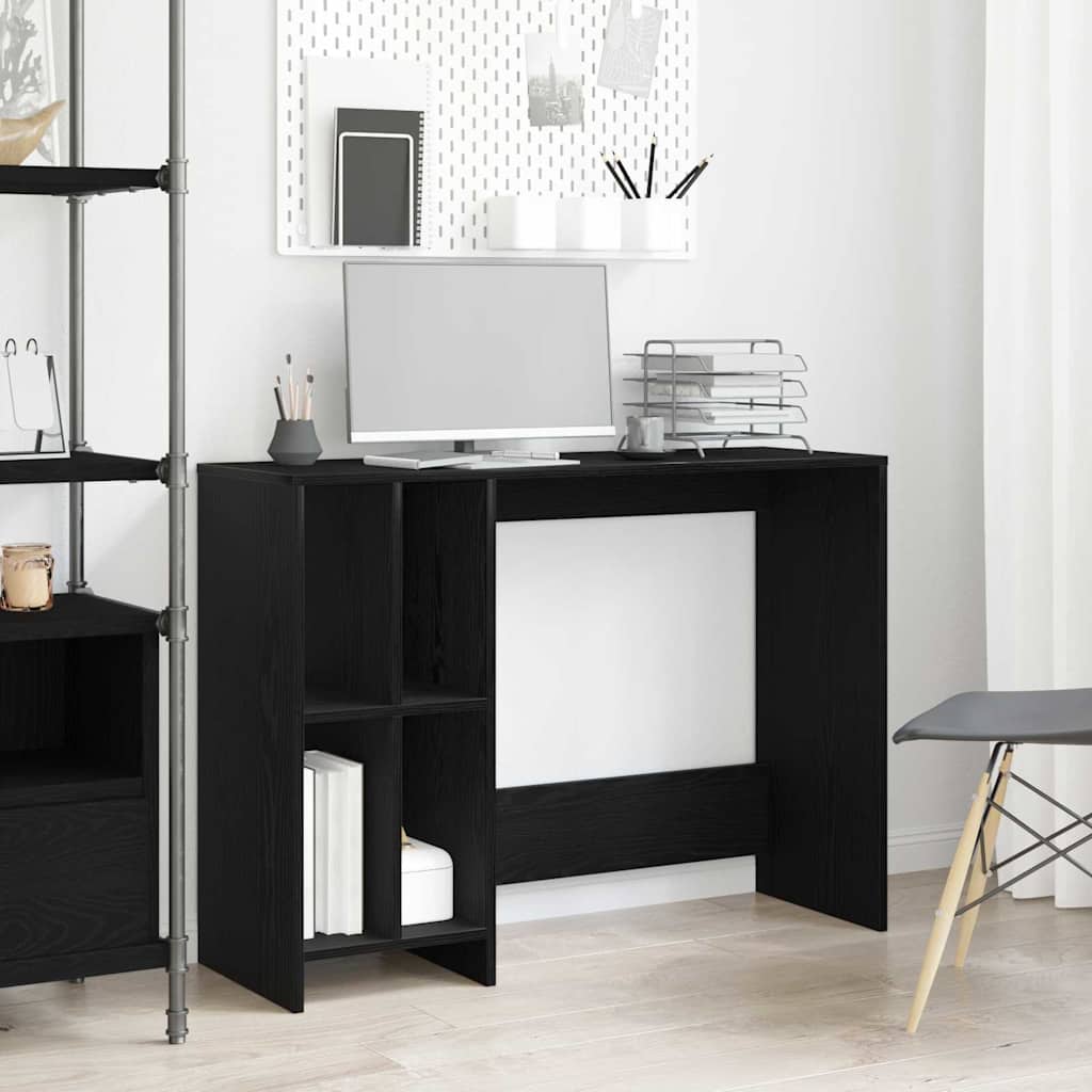 Desk with Shelf Black Oak 102.5 x 35 x 75 cm Engineered wood